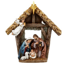Load image into Gallery viewer, NATIVITY FIGURE - STABLE, MARY, JOSEPH, AND JESUS - 9.25&quot; RESIN
