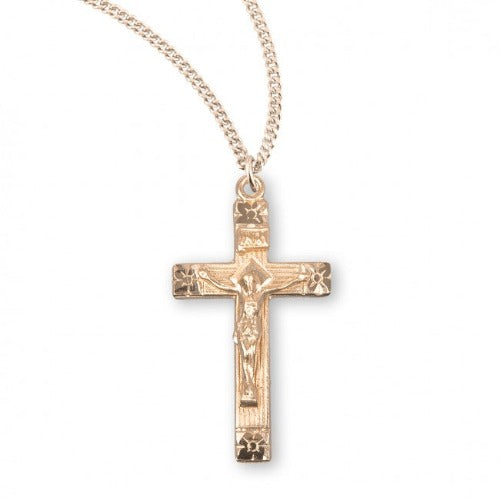 CRUCIFIX - 16K GOLD OVER STERLING FLOWER-TIPPED - 18