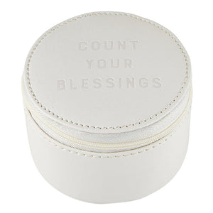 TABLE CLOCK - COUNT YOUR BLESSINGS - TRAVEL/WHITE