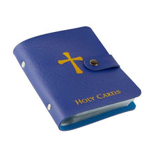 Load image into Gallery viewer, HOLY CARD HOLDER - BLUE IMITATION LEATHER -  HOLDS 40 CARDS
