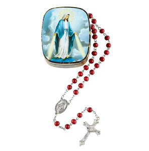 ROSARY & CASE - OUR LADY OF GRACE - ROSE SCENTED
