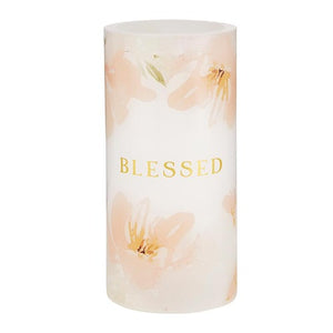 LED CANDLE - BLESSED - PINK FLORAL