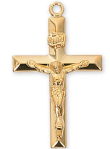 CRUCIFIX - 1.25" GOLD OVER STERLING SILVER - 24" CHAIN