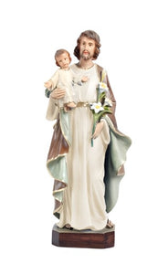 Statue St Joseph With Lilies 11" High