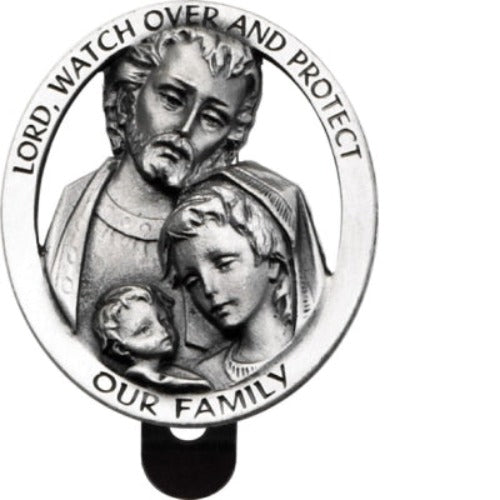 VISOR CLIP - HOLY FAMILY - PROTECT OUR FAMILY PEWTER