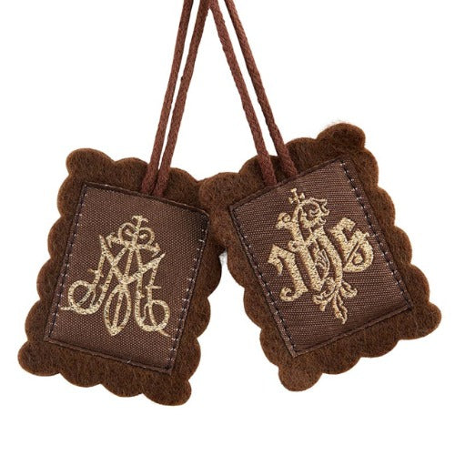 SCAPULAR - DELUXE BROWN - EMBROIDERED WOOL