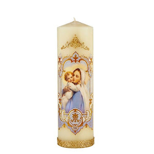 WAX DEVOTIONAL CANDLE - MADONNA AND CHILD - VINTAGE STYLE