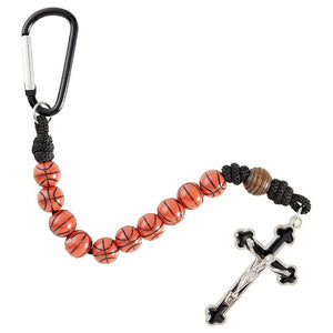 ONE DECADE ROSARY - BASKETBALL BEADS - WITH CLIP