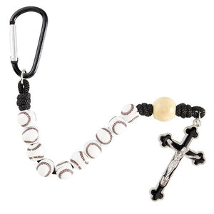 ONE DECADE ROSARY - BASEBALL BEADS - WITH CLIP