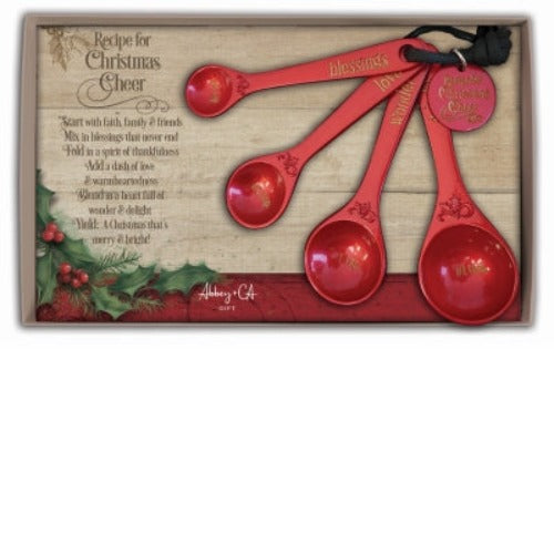 MEASURING SPOONS - RECIPE FOR CHRISTMAS CHEER - 4 PIECES