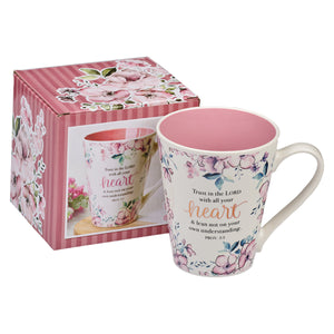 MUG - TRUST IN THE LORD PINK FLORAL  - PROVERBS 3:5