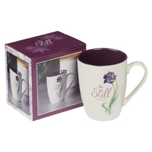 Load image into Gallery viewer, MUG - PURPLE BLOOM BE STILL – PSALM 46:10
