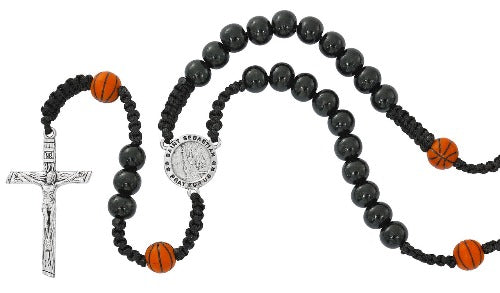 ROSARY - BASKETBALL ST. SEBASTIAN - BLACK CORDED