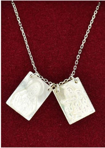 SCAPULAR - MOTHER OF PEARL - 18" CHAIN