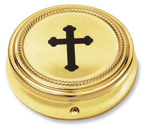 PYX - BLACK BUDDED CRUCIFIX - 2.25" X .75" GOLD TONE