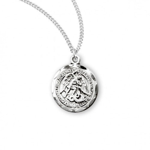 ST MICHAEL - STERLING SILVER ROUND WITH SCALLOPED EDGE  - 18