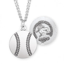 Load image into Gallery viewer, BASEBALL PENDANT - ST SEBASTIAN - STERLING SILVER - 24&quot; CHAIN
