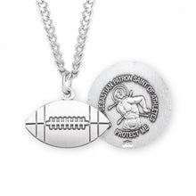 Load image into Gallery viewer, FOOTBALL PENDANT - ST SEBASTIAN - STERLING SILVER - 24&quot; CHAIN

