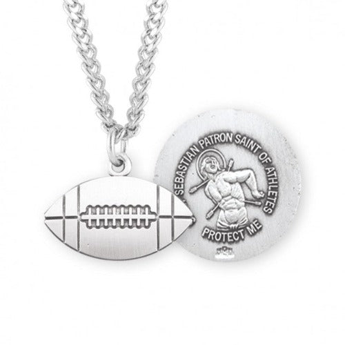 FOOTBALL PENDANT - ST SEBASTIAN - STERLING SILVER - 24