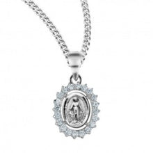 Load image into Gallery viewer, MIRACULOUS MEDAL - 11/16&quot; SS - CRYSTAL CZ FRAME - 18&quot; CHAIN
