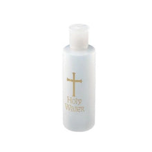 Load image into Gallery viewer, HOLY WATER BOTTLE - WHITE PLASTIC WITH GOLD CROSS - 4 OZ
